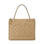 What Goes Around Comes Around Chanel Beige Quilted Caviar Medallion Tote - Thumbnail 1 of 6