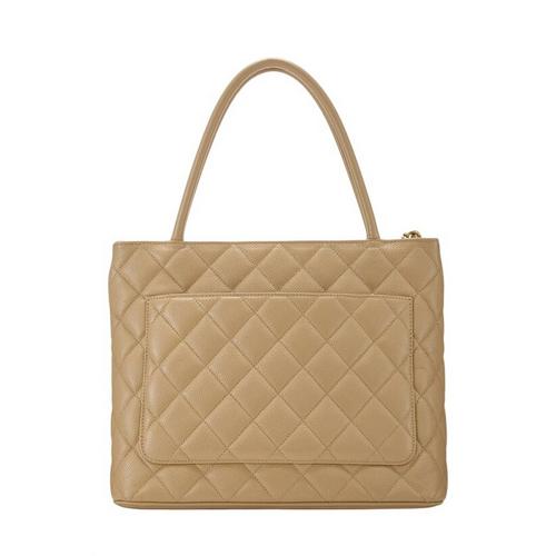 What Goes Around Comes Around Chanel Beige Quilted Caviar Medallion Tote - Primary Image