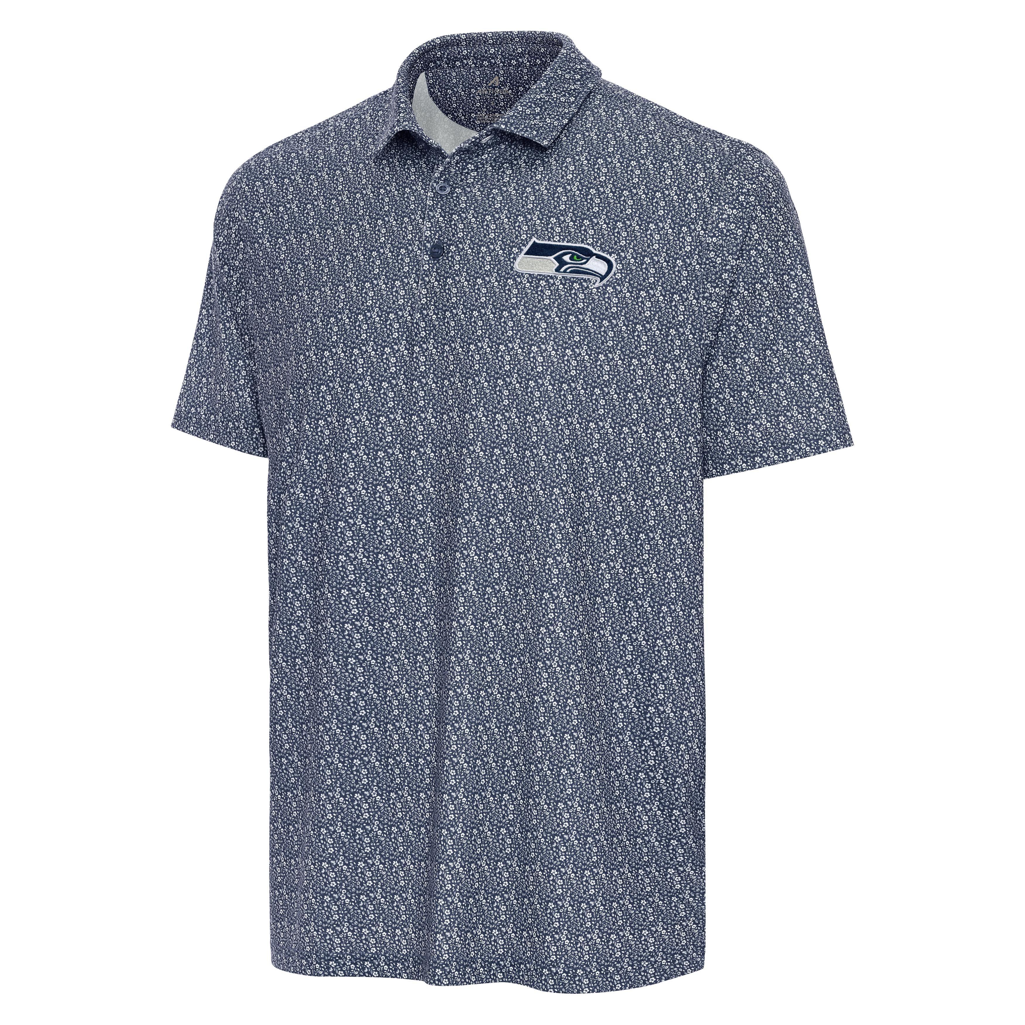 Men's Antigua College Navy Seattle Seahawks Botanic Polo
