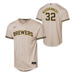 Nike Kids' Milwaukee Brewers Jacob Misiorowski #32 Cream Home Game Jersey - Thumbnail 1 of 3