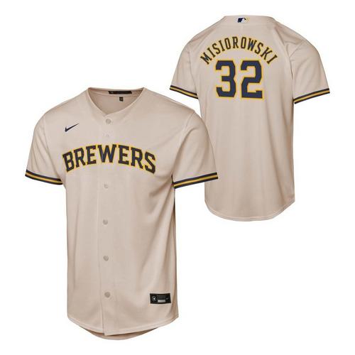 Nike Kids' Milwaukee Brewers Jacob Misiorowski #32 Cream Home Game Jersey - Primary Image