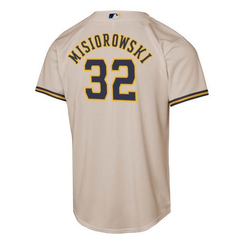 Nike Kids' Milwaukee Brewers Jacob Misiorowski #32 Cream Home Game Jersey - Primary Image