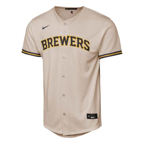 Nike Kids' Milwaukee Brewers Jacob Misiorowski #32 Cream Home Game Jersey - Primary Image