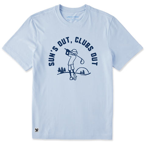 Life is Good Men's Sun's Out Clubs Out Jake Short Sleeve T-Shirt Crusher in Glacier Blue | Size 2XL | Cotton/Polyester