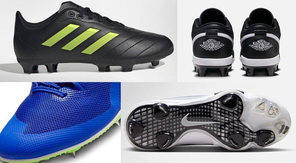 a collage of the different types of cleats for sports