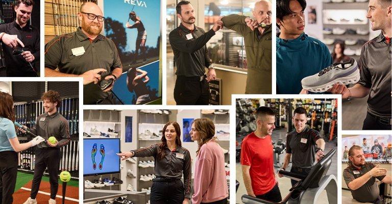 a collage of SCHEELS Experts helping people in the store