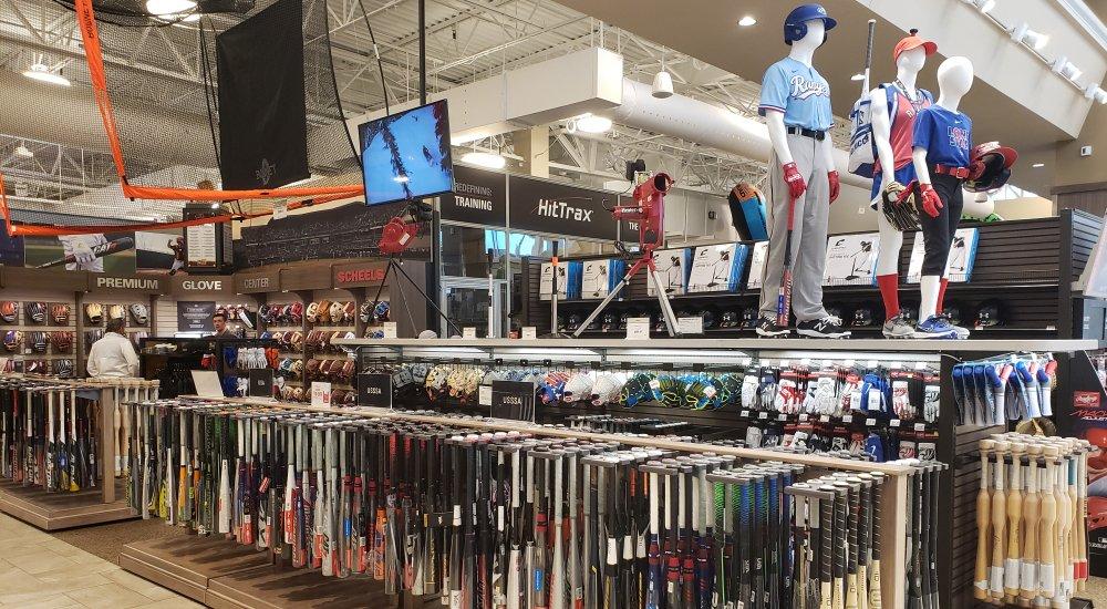 baseball and softball display at a SCHEELS store location