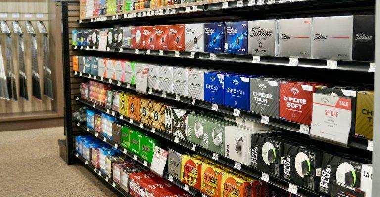 a selection of golf balls on display at st cloud scheels