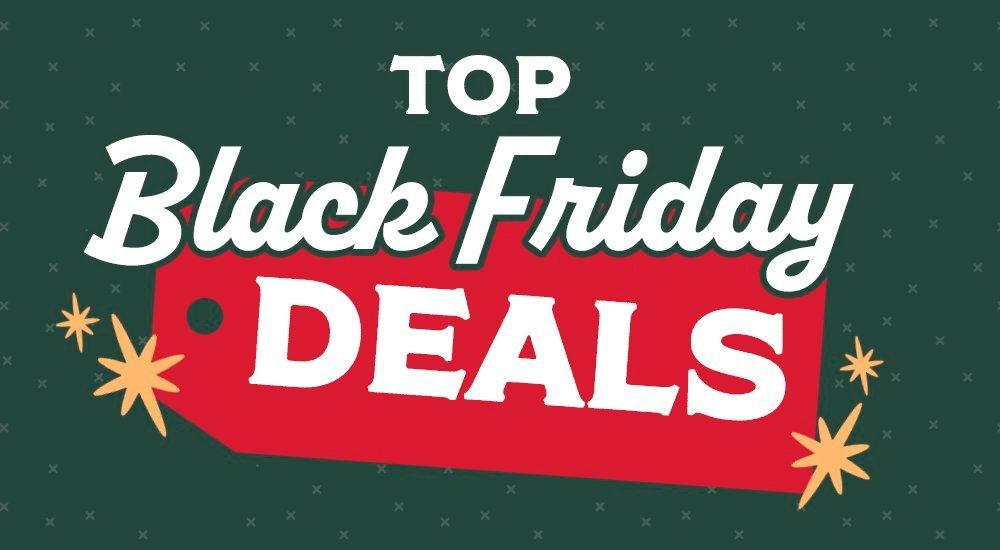 Christmas-themed image that says Top Black Friday Deals