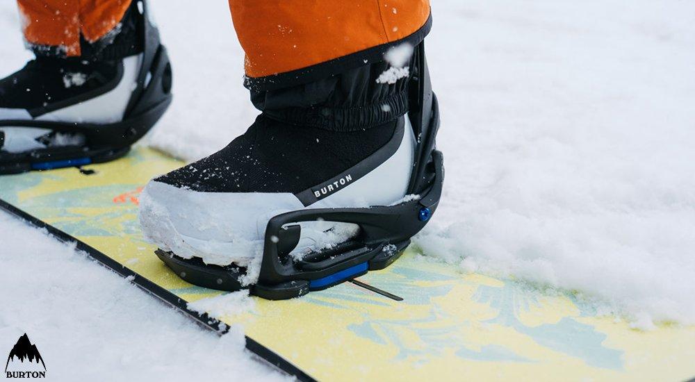 Burton snowboard boots on a snowboard