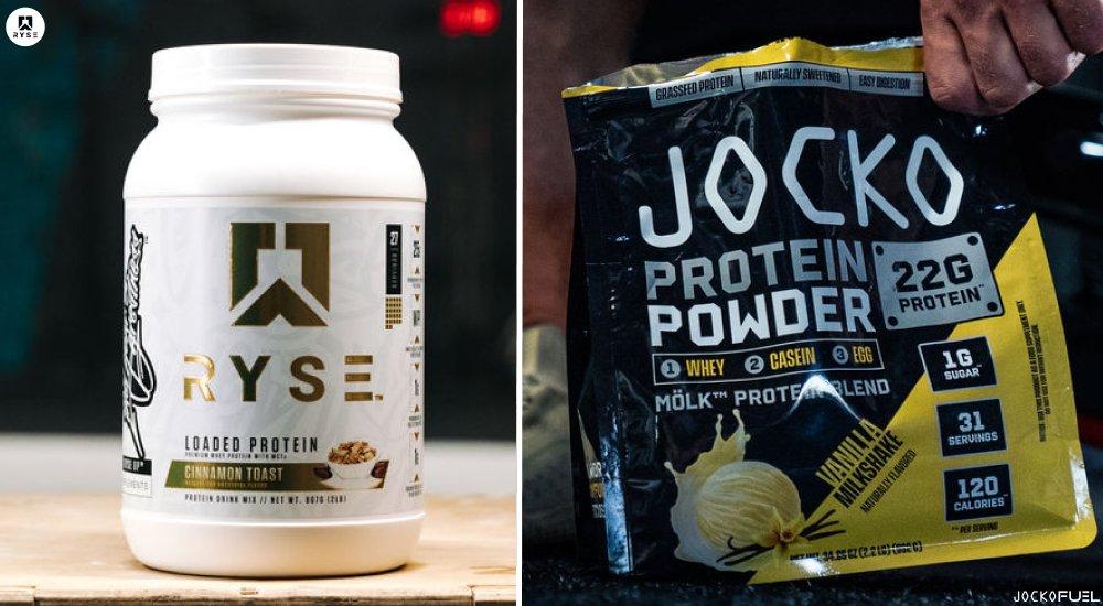two protein powders side by side