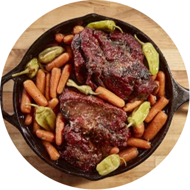 Skillet with food in it