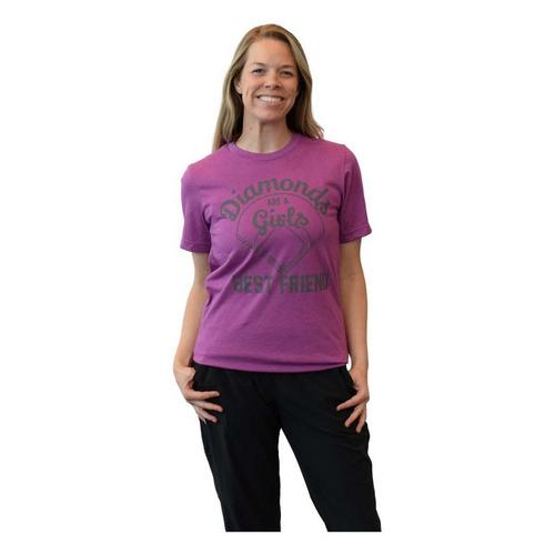 Women's A AND J SCREENING Diamonds Are A Girls Best Friend Softball T-Shirt - Primary Image