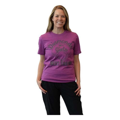 Women's A AND J SCREENING Diamonds Are A Girls Best Friend Softball T-Shirt - Primary Image