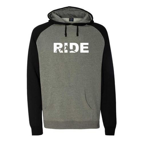 Men's Ride Brand Logo Raglan Long Sleeve Hooded Snowmobiling T-Shirt - Primary Image