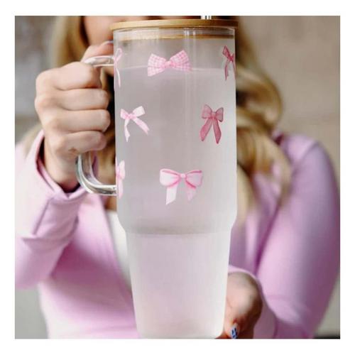 Sip-Sip Hooray 40oz Glass Cup with Lid and Straw - Primary Image