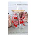 Sip-Sip Hooray 17oz Glass Cup with Lid and Straw - Thumbnail 2 of 4