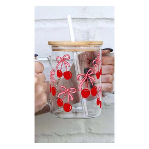 Sip-Sip Hooray 17oz Glass Cup with Lid and Straw - Primary Image