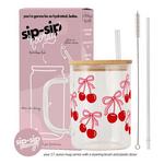 Sip-Sip Hooray 17oz Glass Cup with Lid and Straw - Thumbnail 3 of 4