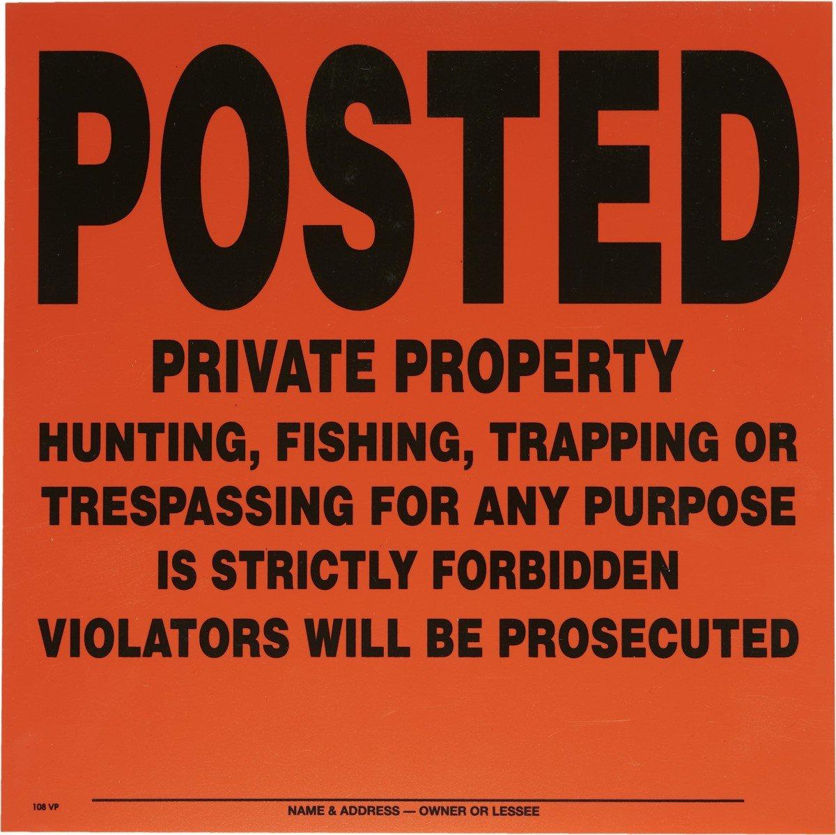 Voss Signs Posted Land Sign Plastic - Voss Signs Llc