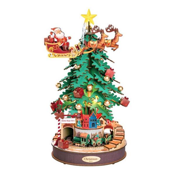 Hands Craft 3D Wooden Music Box Puzzle Christmas Melody Tree
