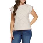 Women's SUNDAY EDITION Mauve Trim Sleeveless Sweater Vest - Thumbnail 1 of 3