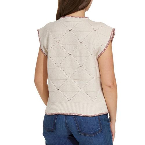 Women's SUNDAY EDITION Mauve Trim Sleeveless Sweater Vest - Primary Image