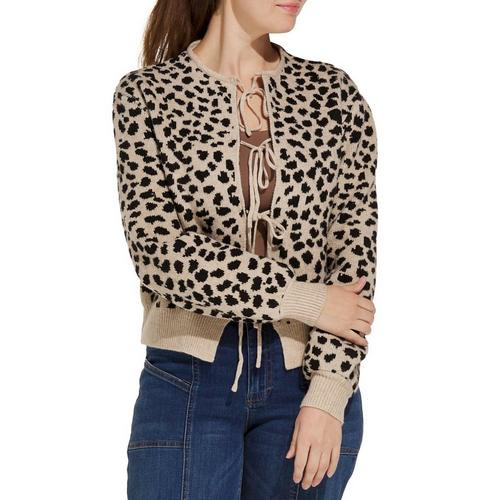 Women's SUNDAY EDITION Animal Print Tie Front Cardigan - Primary Image
