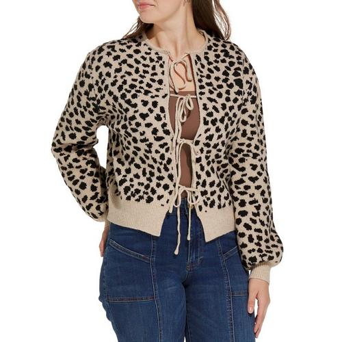 Women's SUNDAY EDITION Animal Print Tie Front Cardigan - Primary Image