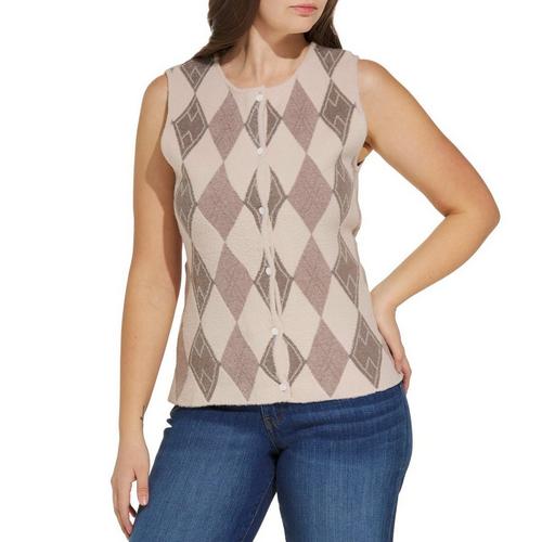 Women's SUNDAY EDITION Argyle Sleeveless Sweater Vest - Primary Image