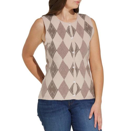 Women's SUNDAY EDITION Argyle Sleeveless Sweater Vest - Primary Image