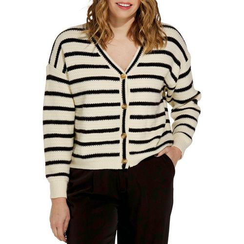 Women's SUNDAY EDITION Stripe Button Front V-Neck Cardigan - Primary Image