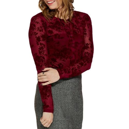 Women's SUNDAY EDITION Velvet Burn Out Long Sleeve Button Up Shirt - Primary Image