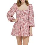 Women's Le Lis Puff Sleeve Smocking Detail Long Sleeve Square Neck Dress - Thumbnail 1 of 5