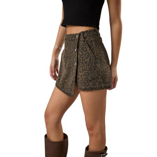 Women's Le Lis Animal Print Denim Wrap Skort - Primary Image