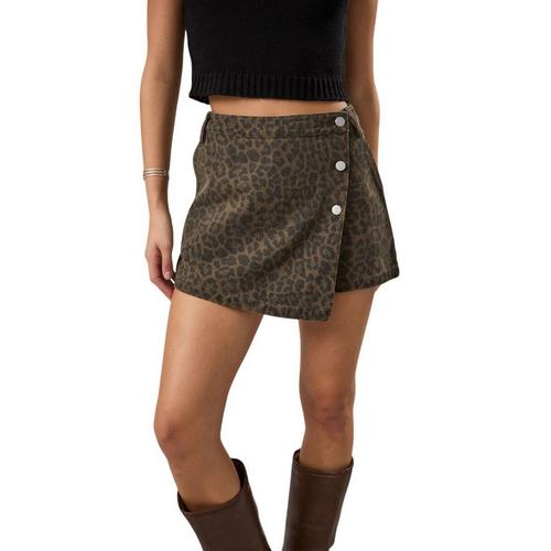 Women's Le Lis Animal Print Denim Wrap Skort - Primary Image