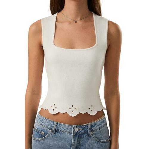Women's Le Lis Eyelet Detail Scallop Hem Tank Top - Primary Image