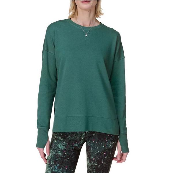 Women's Sweaty Betty After Class Longline Crewneck Sweatshirt Medium Glade Green