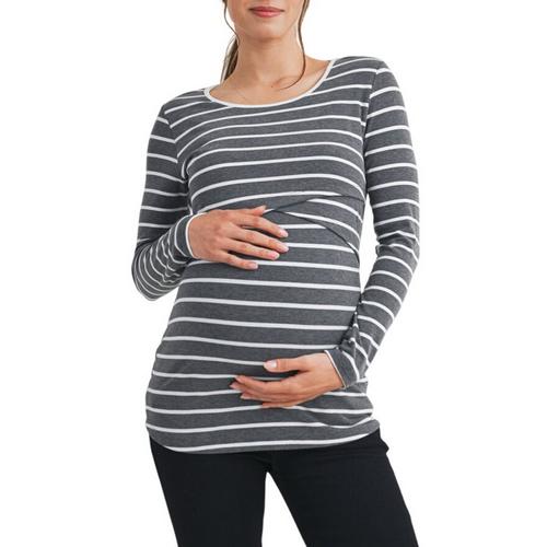 Women's Hello Miz Maternity Double Layer Nursing Friendly Long Sleeve T-Shirt - Primary Image