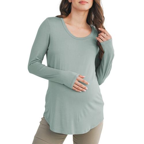 Women's Hello Miz Maternity Nursing Friendly Long Sleeve Scoop Neck T-Shirt - Primary Image