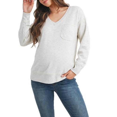 Women's Hello Miz Maternity Front Pocket Crewneck Sweatshirt - Primary Image