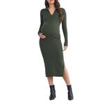 Women's Hello Miz Maternity Ribbed Long Sleeve Midi Dress - Thumbnail 1 of 3