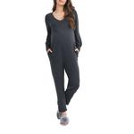 Women's Hello Miz French Terry Zip Front Nursing Friendly Long Sleeve Jumpsuit - Thumbnail 1 of 4