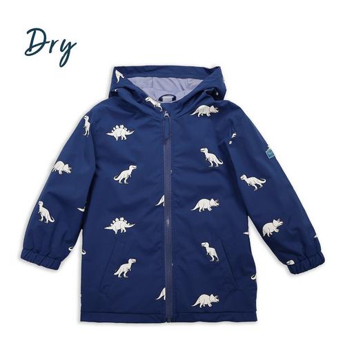 Toddler HOLLY & BEAU Dinosaur Color Changing Hooded Rain Jacket - Primary Image