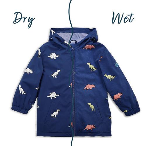 Toddler HOLLY & BEAU Dinosaur Color Changing Hooded Rain Jacket - Primary Image