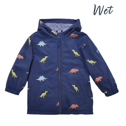 Toddler HOLLY & BEAU Dinosaur Color Changing Hooded Rain Jacket - Primary Image