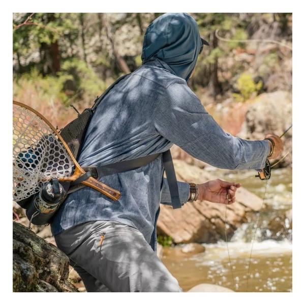 Orvis Men's  Quail Forever Tech Chambray Work Long Sleeve Button Up Shirt