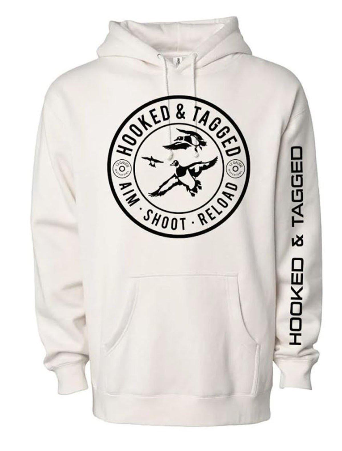 Men's Hooked And Tagged Aim. Shoot. Reload. Hoodie - Hooked And Tagged