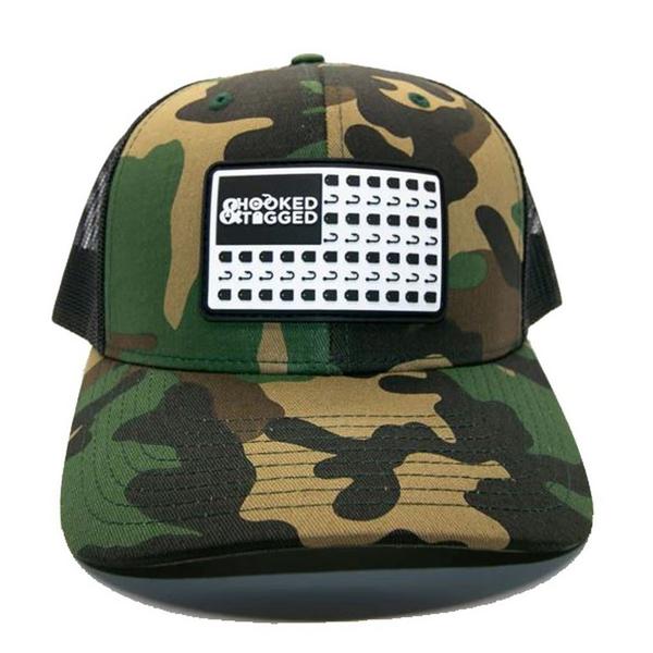 HOOKED AND TAGGED Men's  American Flag Patch Adjustable Hat