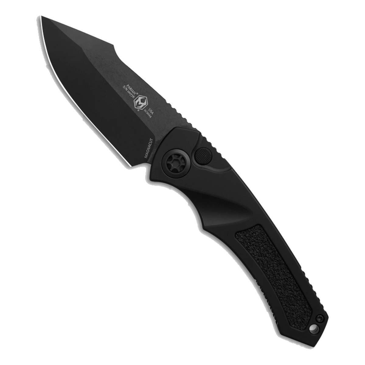 Heretic Knives H048-6A Pariah Black DLC Harpoon Folding Automatic Knife - Heretic Knives